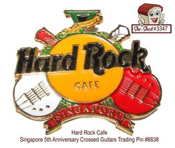 Hard Rock Cafe Singapore 5th Anniversary (1994) Logo Crossed Guitars Trading Pin - £10.37 GBP