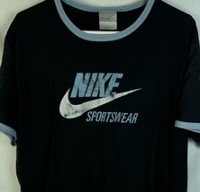 Vintage Nike T Shirt Sportswear Swoosh Short Sleeve Tee Black Blue Men’s XL - £23.61 GBP