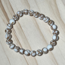 Spun Howlite Gemstone Bracelet - White Spun Howlite Bead Bracelet - £18.69 GBP