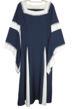 Women&#39;s Dress Navy White Cosplay Renaissance Medieval Costume Victorian Size M-L - £19.75 GBP