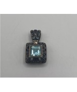 sterling silver Square blue topaz filigree pendant - $28.08 CAD