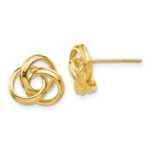 14K Yellow Gold Love Knot Earrings Jewelry Studs 11mm x 11mm - £104.36 GBP