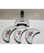 Vintage Bone Plates Set of 4 Pink Florals Gold Trim Victorian Apco Japan... - £18.12 GBP
