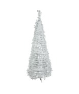 NEW 6&#39; White Tinsel Pop-Up Artificial Christmas Tree, Unlit - $164.99