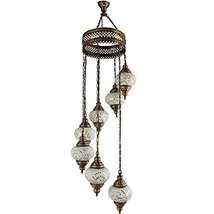 LaModaHome Chandelier, Ceiling Lights, Turkish Lamps, Hanging Mosaic Lights, Pen - £136.70 GBP