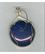 LAPIS SYNTHETIC WIRE WRAPPED PENDANT - £9.96 GBP
