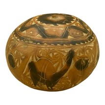 Vintage Peruvian Alpaca South American Folk Art Hand Carved Pictorial Gourd - $507.86 MXN