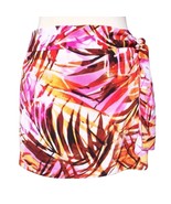 Cache Multi Color Short Skort Wrap Skirt Self Belt Tropical Palm Stretch... - $48.14 CAD