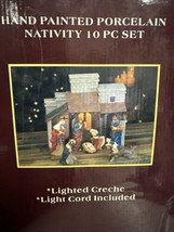 Vtg Kirkland Nativity Set Hand Painted Porcelain Lighted Creche Christmas *read - £61.26 GBP