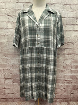 SisstRevolution Womens Plaid Woven Dress Green Short Sleeve Viscose Butt... - $44.00