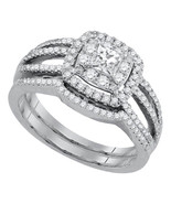14K White Gold Princess Diamond Bridal Wedding Engagement Ring Band Set ... - £1,277.37 GBP