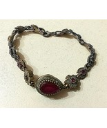 VINTAGE WOMEN SILVER 925 BRACELET WITH RUBY STONE-ANTIQUE MODEL-TURKISH ... - $168.30