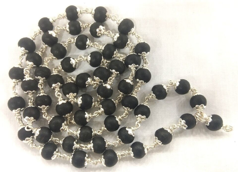 Karungali Mala / Ebony Mala in Pure Silver - 7 mm - Lab Certified - $84.15