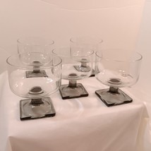 Set of 5 Vintage Federal Glass Nordic Midnight Square Base Glasses MCM - $38.61