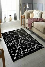 LaModaHome Area Rug Non-Slip - Black Geometric Soft Machine Washable Bedroom Rug - £24.74 GBP+