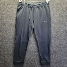 Nike Dri Fit Sweatpants Men&#39;s Sz Large Black Pants Logo Swoosh - £17.10 GBP