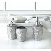 HAMMERED SILVER TEXTURE BATH ACCESSORIES - $36.00