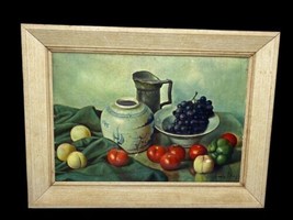 Vtg Fruit Still Life Art Litho Print Tin Raised Henk Bos French European... - $55.74