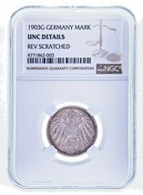 1903 G Allemagne Mark 1M Argent NGC Pièce Classé UNC Détails - $6,181.72 MXN
