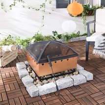 Safavieh Pit2004A Outdoor Collection Wyatt Copper And Black Square Fire Pit - £159.44 GBP