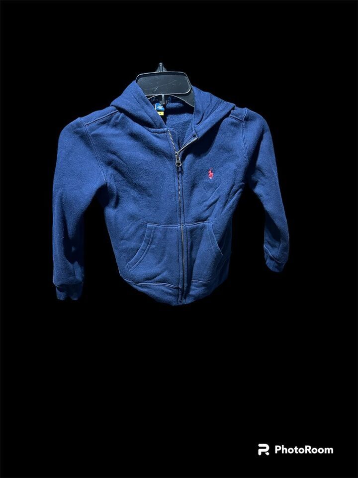 Polo Ralph Lauren Hoodie Youth sz 5 Blue Sweatshirt Fleece Full Zip Boy's - $11.88