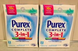 (2) Purex Complete 3 In 1 Laundry Sheets Pure &amp; Clean Scent 22 Count Eac... - £47.50 GBP