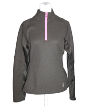 Spyder Core Sweater Gray W/ Pink 1/4 Zip Jacket Ribbed Women&#39;s Size Medi... - £21.23 GBP