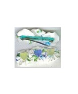 1 Pair Pretty Blue Green Hair Clips - £7.23 GBP