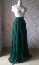 Dark Green Slit Tulle Maxi Skirt Bridesmaid Custom Plus Size Tulle Skirt Outfit image 2