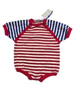 Miniwear Baby Bubble Short Romper Red White Blue Stripe 6-9 M Vintage 90... - $15.84
