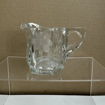 Vintage Floral Etched Glass CREAMER Pitcher Clear EAPG - $20.75