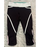Lululemon Pace Cropped Capri Leggings Size 6 Black Mint Green Crop - €24,07 EUR