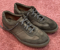 Clarks Gray Suede/Leather Lace Up Sneakers Mens Size 11 - Pre Owned - £15.28 GBP