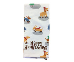 NEW Happy Howlidays Winter Dogs Christmas Kitchen Towel 16 x 26 inches w... - £5.54 GBP