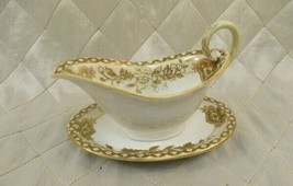 Nippon Gravy Boat Saucer Vintage White and Gold Sauce Hand Painted Japan - £18.49 GBP