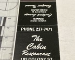 Vintage Matchbook Cover  The Cabin Restaurant  Meriden, CT  gmg  Unstruck - $12.38