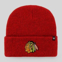 Chicago Blackhawks Mens &#39;47 Brand Knit Winter Beanie Cap - OSFM - NWT - £11.41 GBP