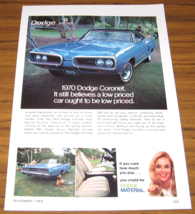 1969 Print Ad The 1970 Dodge Coronet 500 Low Priced 2-Door Car - £12.52 GBP