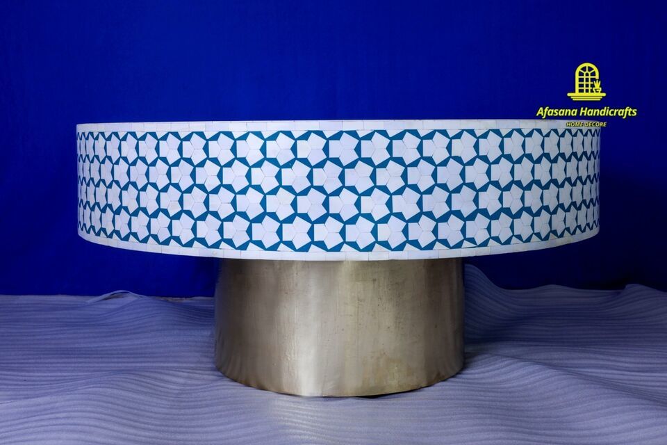handmade  resin Inlay Medium Coffee Table In White Color Indoor Outdoor - $1,169.10