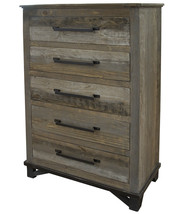 37&quot; Gray Solid Wood Five Drawer Chest - $19,305.80 MXN