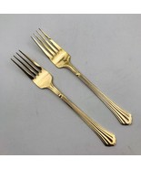 Two (2) Hampton Forge Gold Stainless Scalloped Ribbed Pattern Dinner Forks 7.5" - £11.15 GBP
