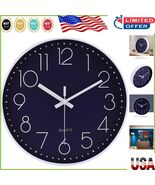 Stylish Navy Blue 12 Inch Battery Operated Quartz Wall Clock - Modern El... - $47.54 CAD