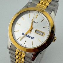 Vintage Pulsar Quartz Watch V733-X001 Men Dual Tone Day Date Analog New ... - $32.29