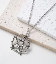 Pentagram necklace on a silver chain - 50cm Long Chain - £9.86 GBP