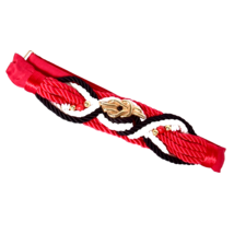 Vintage Women&#39;s Belt Rope Twist Adjustable Red White &amp; Black - $19.69