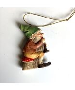 Vintage Christmas Resin Anri Elf Gnome Ornament Sitting on Mushroom 2.25”H - €15,42 EUR