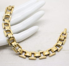 Vintage 1980s Signed MONET Gold Square Watch Link Panel BRACELET Jewellery - £24.45 GBP