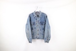 Vintage 90s Gap Mens Small Distressed Denim Jean Trucker Jacket Blue Cotton - $59.35