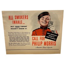 Philip Morris Cigarettes Vintage Print Ad 40s Smokers Inhale Tobacco Bel... - £11.74 GBP