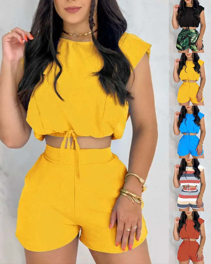 Fashion Solid Simple Shorts Sets - $28.95